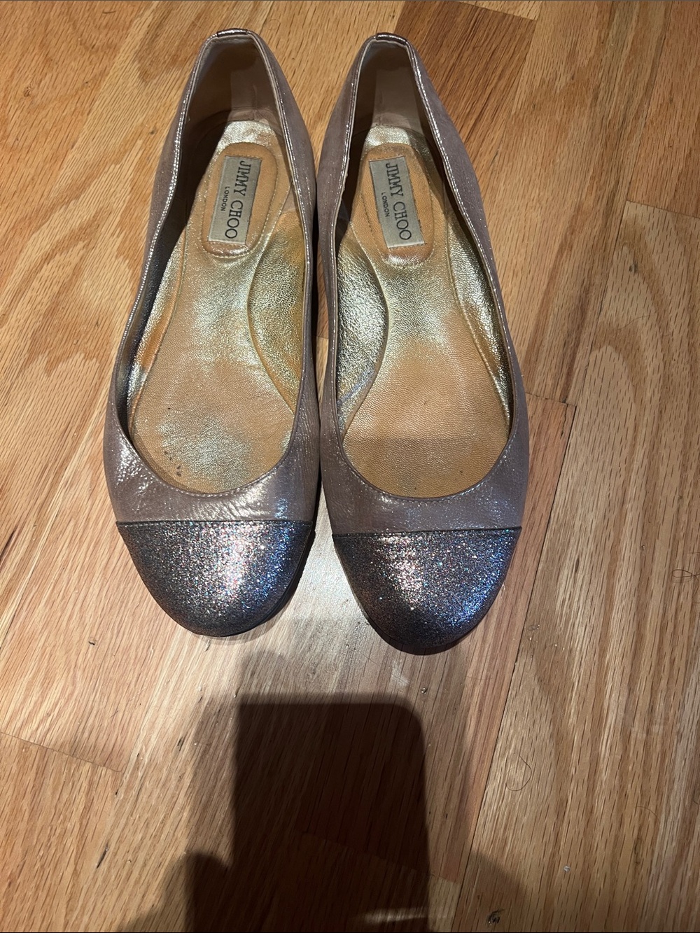 Jimmy Choo Glitter Cap-Toe Pump in Silver and Champagne